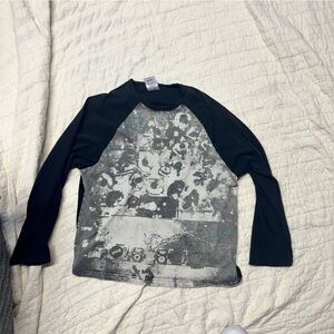 Vague Studios Black Graphic Raglan 3/4 Sleeve Shirt Mens XL